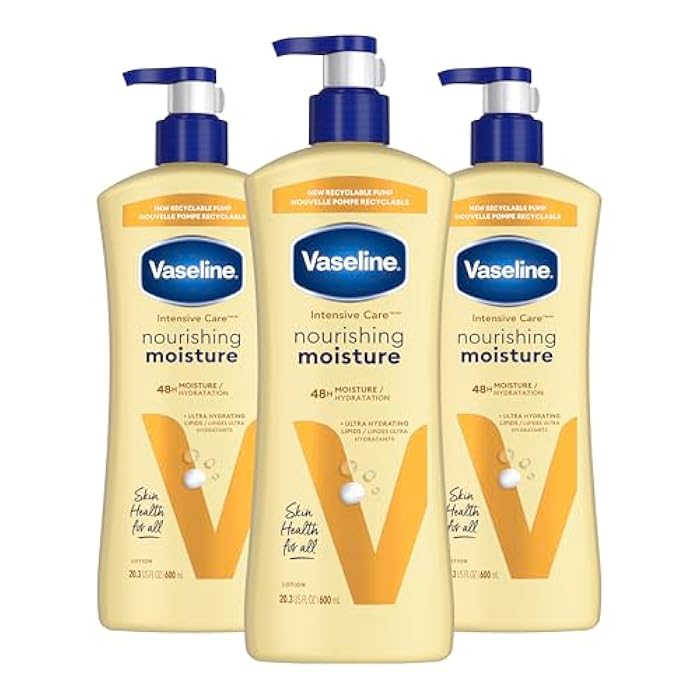 Vaseline Intensive Care Nourishing Moisture Body Lotion 3 Pk Made with Ultra-Hydrating Lipids + Pure Oat Extract for Dry Skin, for Nourished, Healthy-Looking Skin 20.3 oz - Image 1